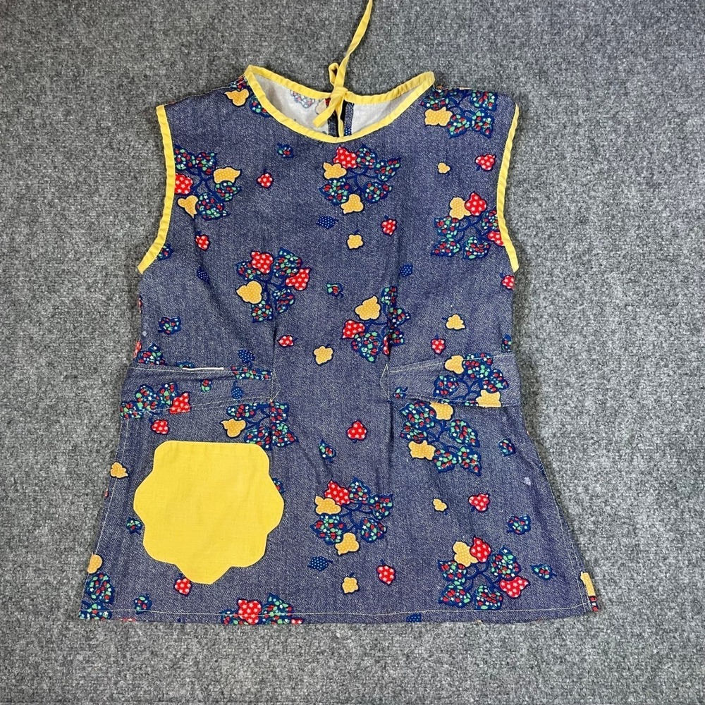 Vintage Handmade Calico Print Full Apron Novelty Sleeveless Smock Apron Vest